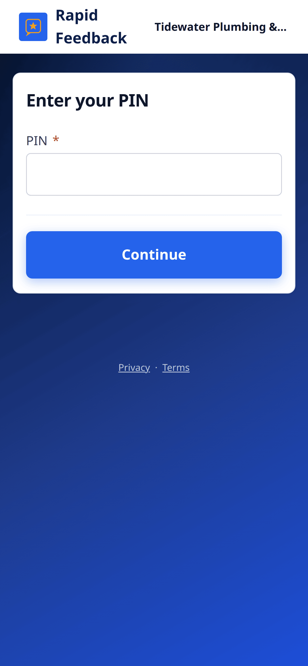 The PIN screen on a phone