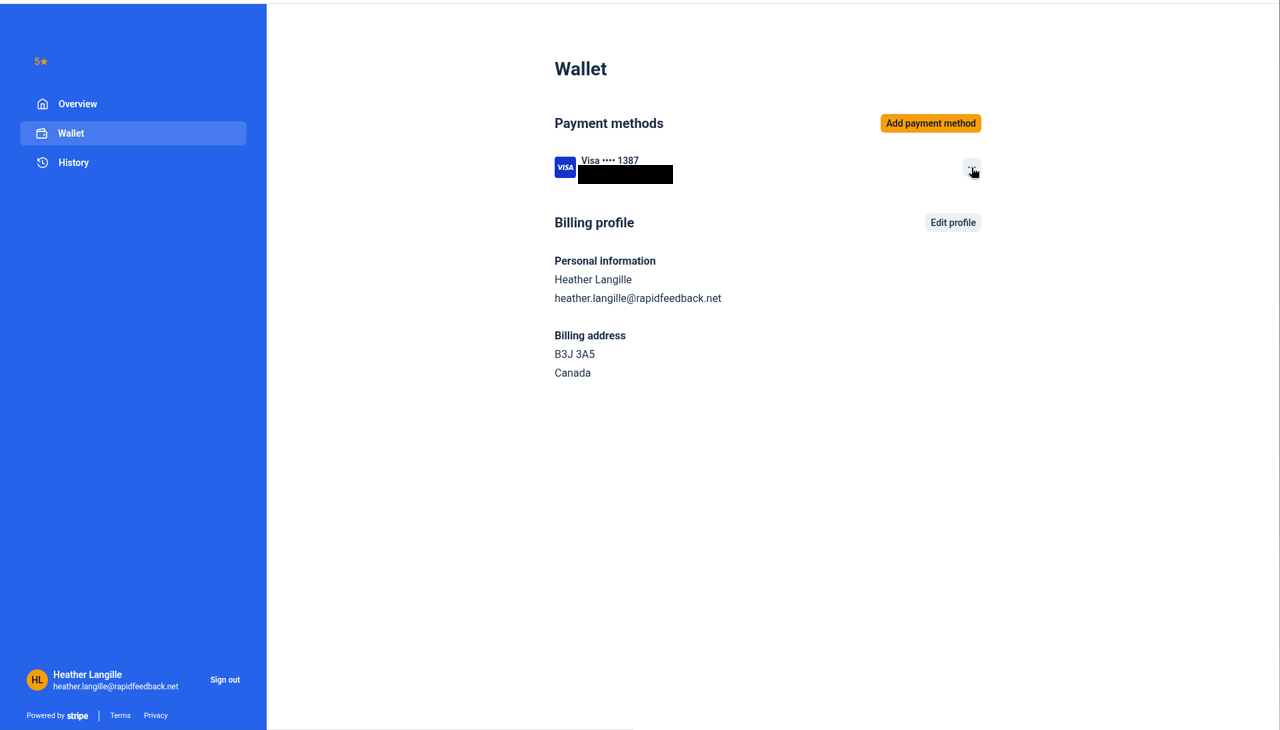 Updating your card on Stripe