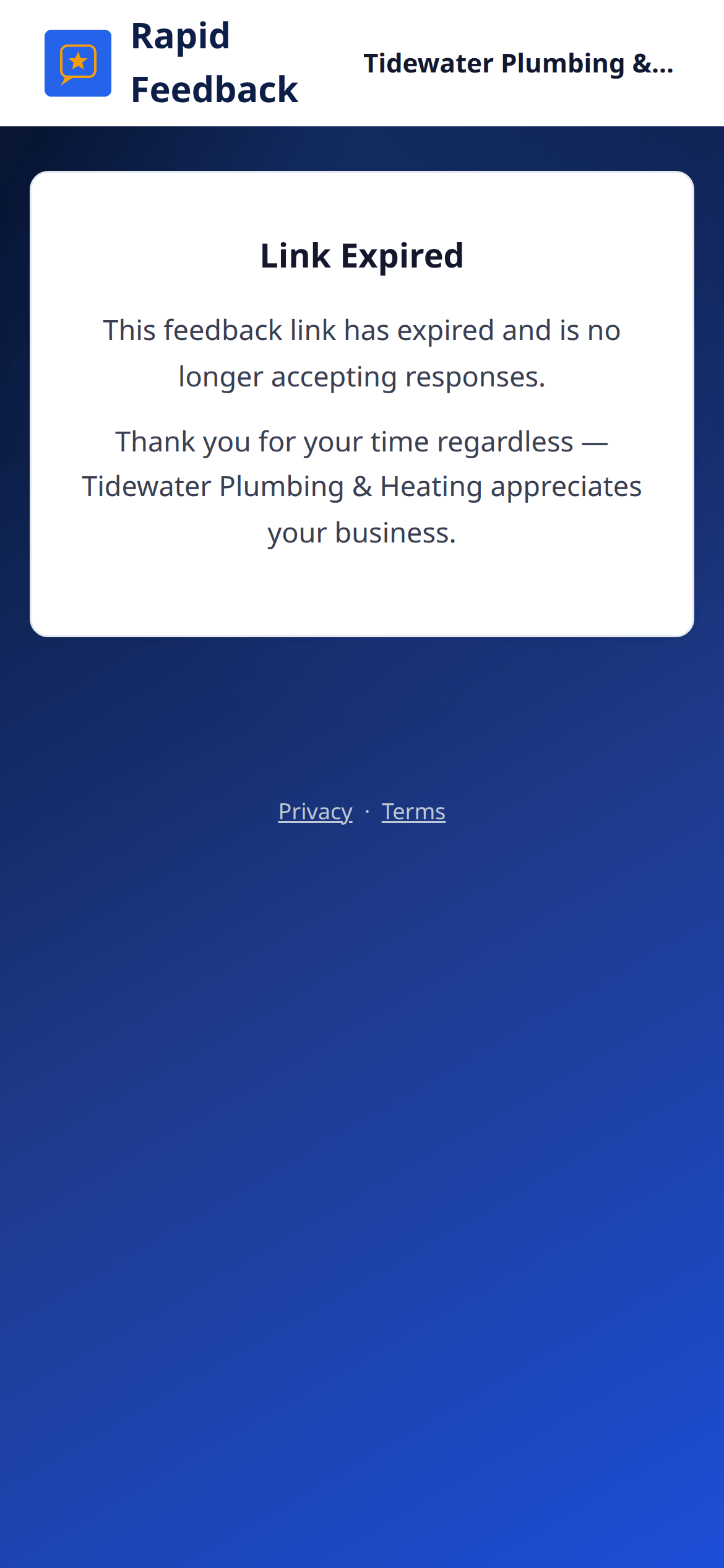 Link Expired: This feedback link has expired and is no longer accepting responses