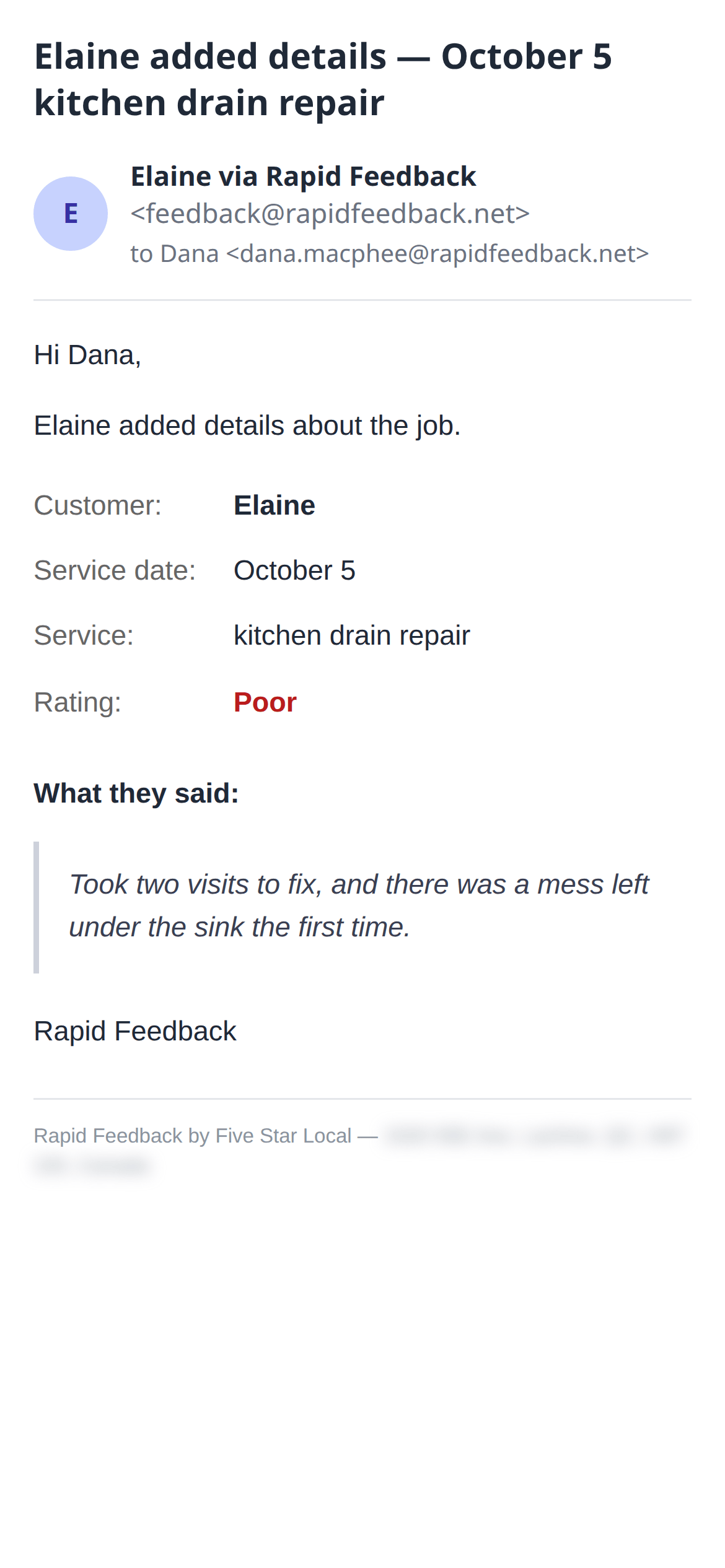 The same email on a phone