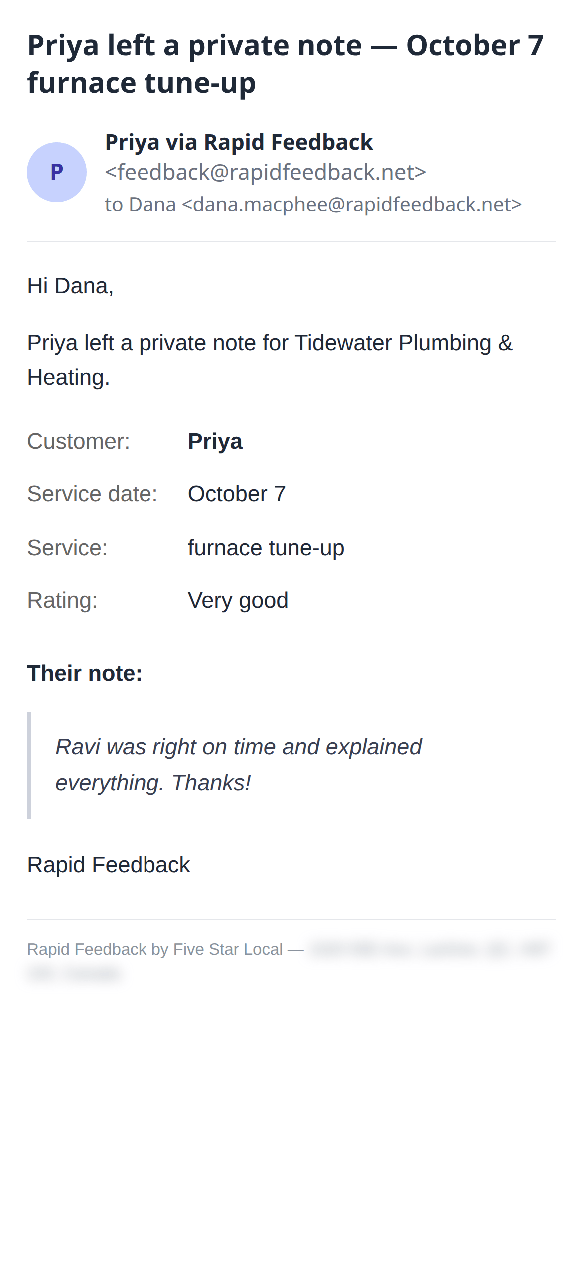 The same email on a phone