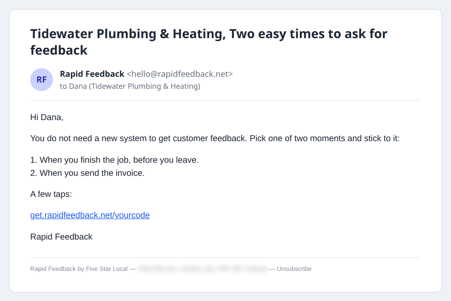 The Two easy times to ask for feedback email