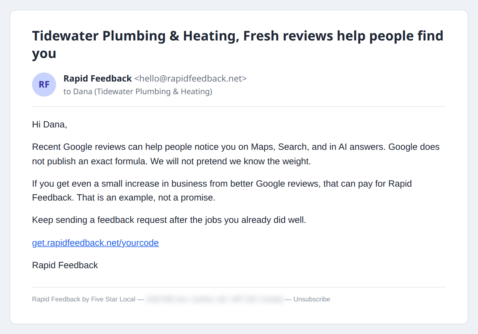 The Fresh reviews help people find you email