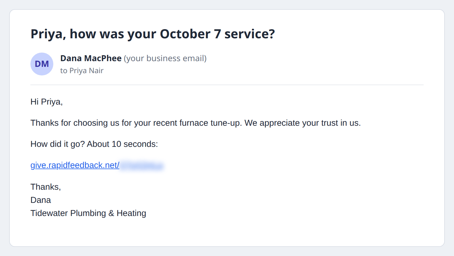The same email on a computer
