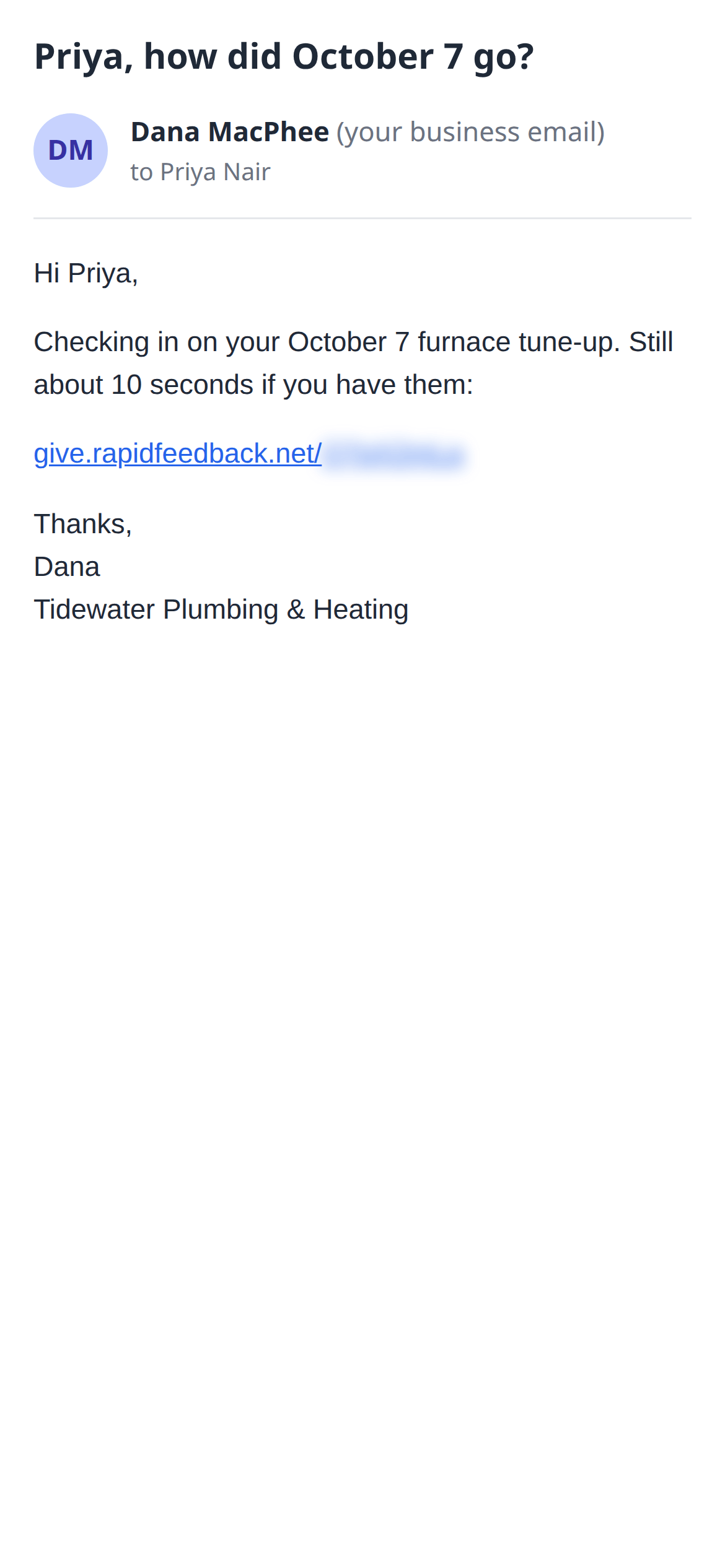 The follow-up reminder: Checking in on your October 7 furnace tune-up